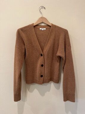 Madewell Camel Brown V-Neck Button Cardigan